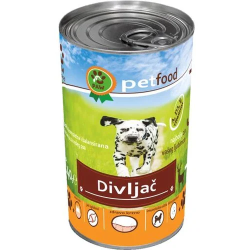 Paw PETFOOD HRANA ZA PSE DIVLJAČ 1240G PETFOOD