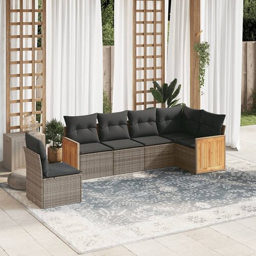 vidaXL 6-dijelni set vrtnih sofa od poliratana s jastucima sivi Cijene