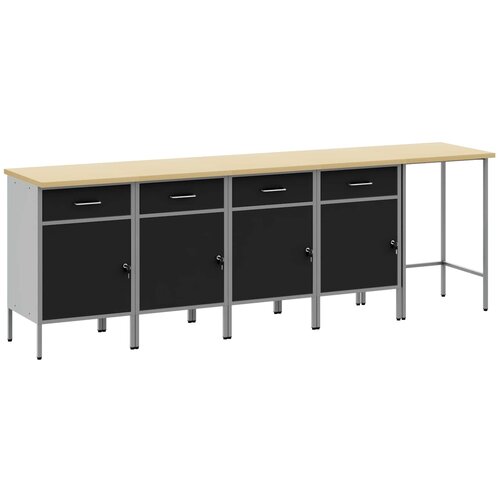  Set radnih ormarića s ladicama s pohranom 5 pcs Crna i Siva Cijene