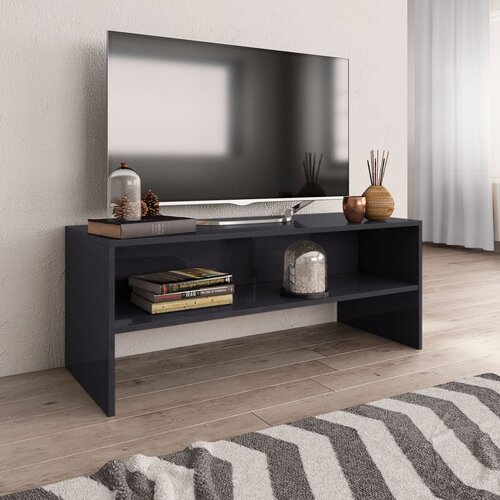 TV ormarić od iverice visoki sjaj sivi 100 x 40 x 40 cm Slike