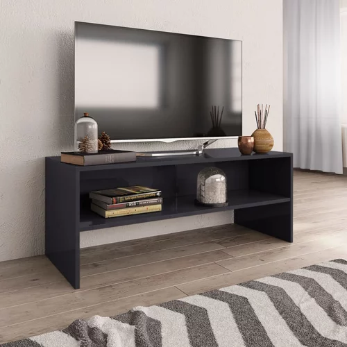 TV ormarić od iverice visoki sjaj sivi 100 x 40 x 40 cm