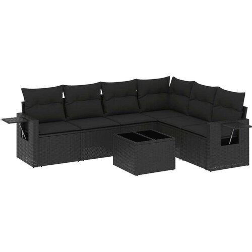 VidaXL 7-dijelni set vrtnih sofa od poliratana s jastucima crni Slike