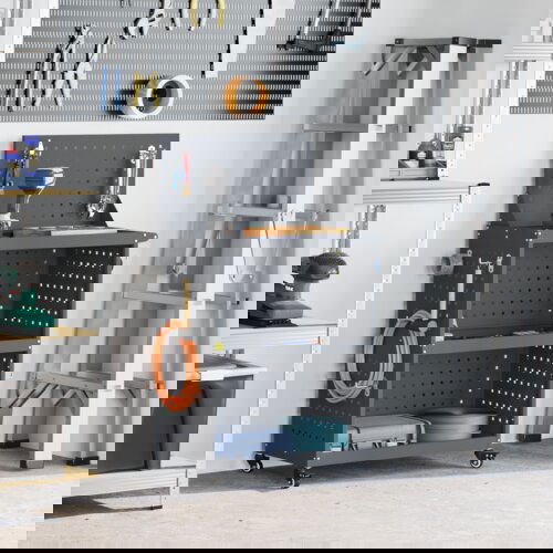 vidaXL Vozik za orodje s polico s kolesom s shranjevanjem Antracit 65 x 35 x 111 cm Cene