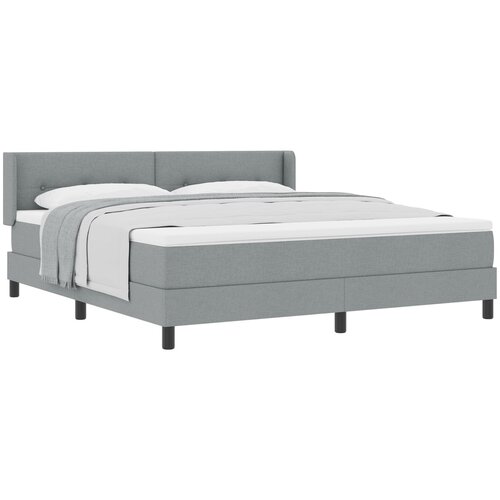 vidaXL Postelja Box Spring z blazino svetlo siva 180x200 cm tkanina, Vzglavnik z gumbi svetlo sivi 180 cm tkanina Cene
