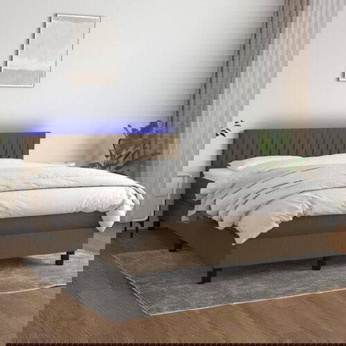  The Living Store Box spring postelja z vzmetnico LED temno rjava 140x200cm blago - Box Spring Postelja, (21450035) Slike