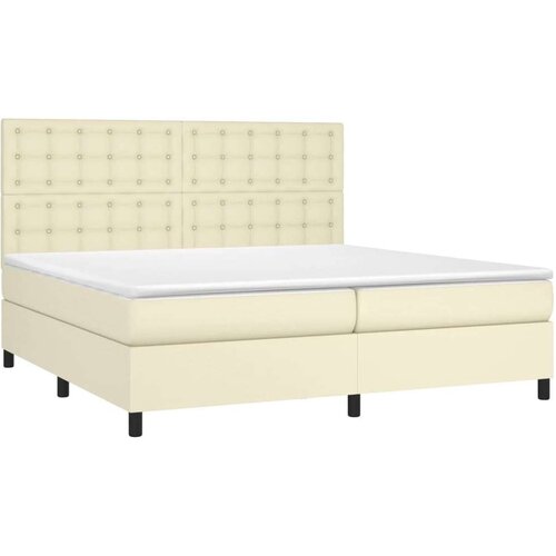  Krevet s oprugama i madracem krem 200x200 cm od umjetne kože Slike