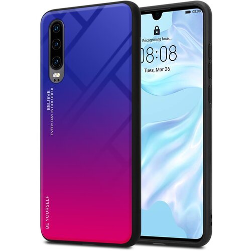  Ohi&scaron;je, združljiv s Huawei v vijolični - rdeči - dvobarvni za&scaron;čitni pokrov iz silikona TPU in hrbta iz kaljenega stekla, (20574127) Cene