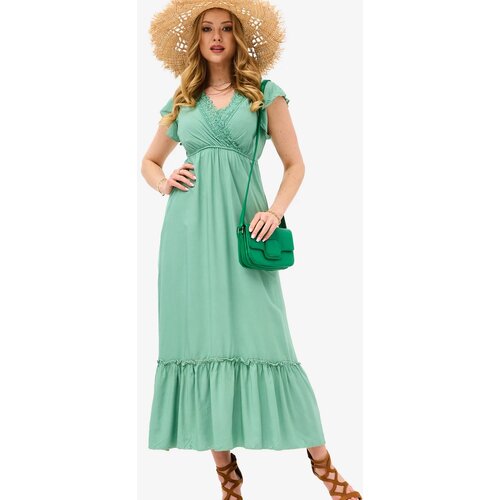 Resti Women's green long dress with lace - Clothing Cene
