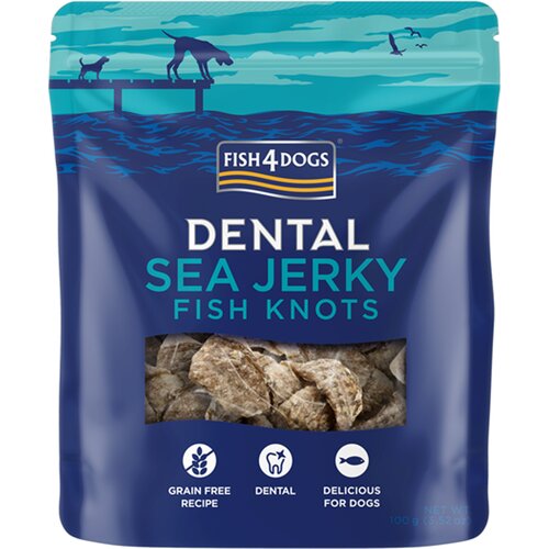 Fish4Dogs Pribolj&scaron;ki Dental Sea Jerky Fish Knots koža bele ribe 100 g Cene