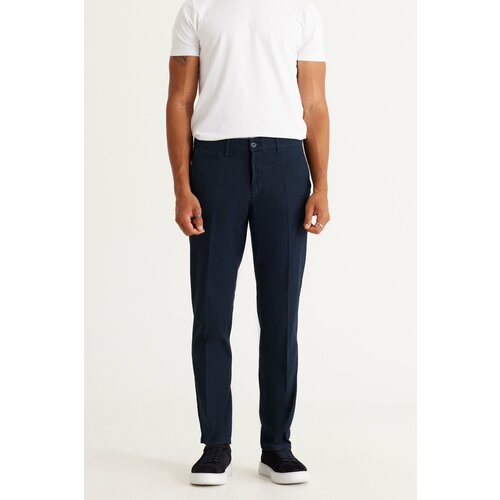 ALTINYILDIZ CLASSICS Men's Navy Blue Comfort Fit Relaxed Fit Side Pocket Flexible Dobby Trousers Cene