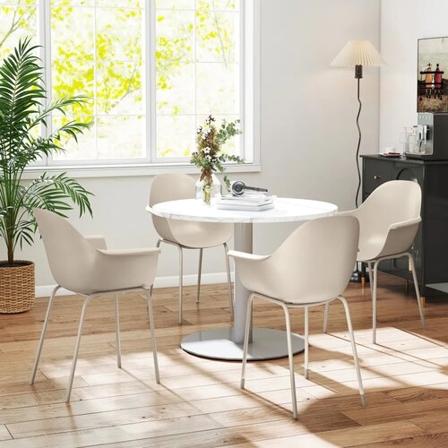  Set od 4 vrtne stolice vanjske stolice vrtna stolica moderan dizajn 59 cm x 55 cm x 84 cm siva Slike