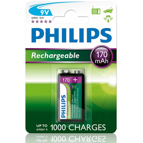 Philips Polnilna baterija 9V (6LR61), 170 mAh