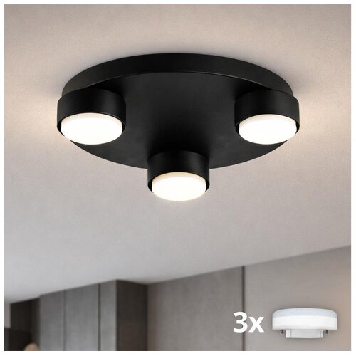 Brilagi LED RGB plafonsko svetlo MONO sa prigu&amp;scaron;iva 3xGX53/14W/230V Wi-Fi Tuya, prečnik 30 cm, crno Slike