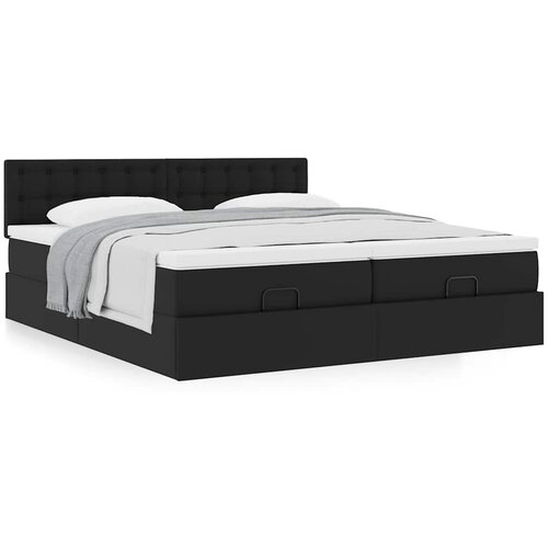 VidaXL Otomanski posteljni okvir z vzmetnicami črn 180x200cm um. usnje Slike