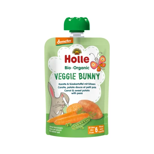 Holle Sadni pire "Veggie Bunny - s korenčkom, sladkim krompirjem in grahom"