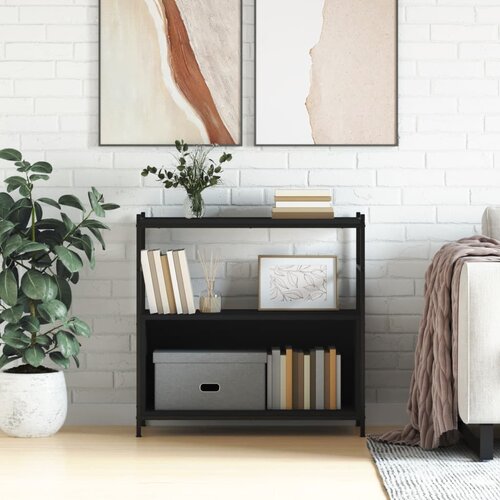 VidaXL Regal za knjige crni 80x30x78 5 cm konstruirano drvo i željezo Slike
