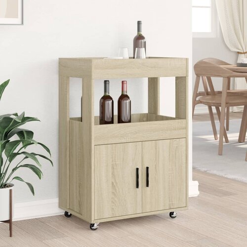  kolica boja hrasta 60x39,5x89 cm od konstruiranog drva Slike