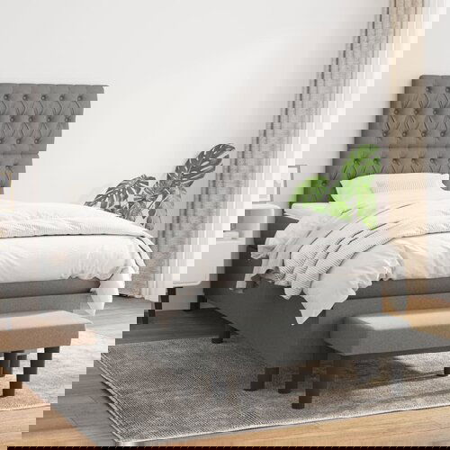 VidaXL Box spring postelja z vzmetnico temno siva 90x190 cm blago Slike