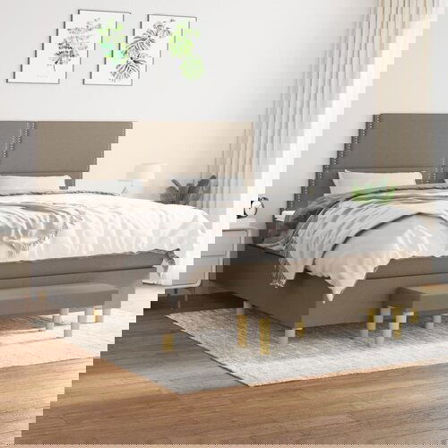  The Living Store Box spring postelja z vzmetnico taupe 160x200 cm blago - Box Spring Postelja, (21514660) Slike
