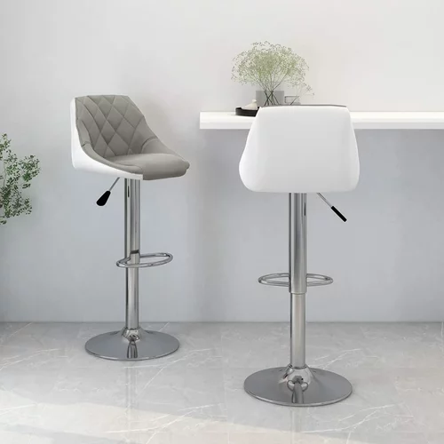  Barski stolci od umjetne kože 2 kom sivo-bijeli