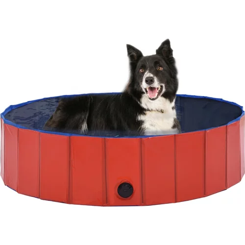 vidaXL Sklopivi bazen za pse crveni 120 x 30 cm PVC
