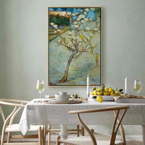  Slika - Vincent van Gogh &amp;ndash; Blossoming Pear Tree 40x60 U prirodnom drvenom okviru Slike