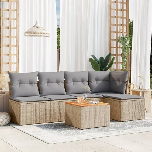 vidaXL 6-dijelni set vrtnih sofa s jastucima bež od poliratana Cijene