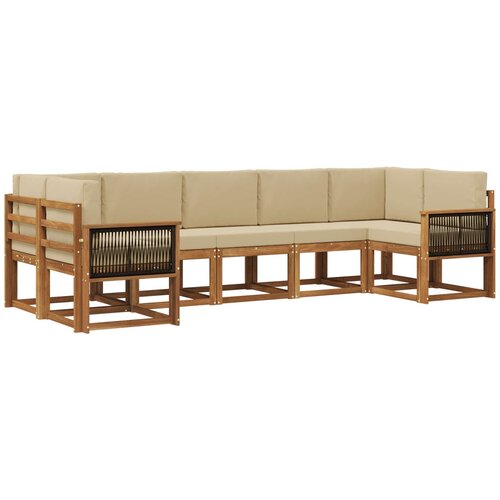 vidaXL Zunanja garnitura za sedenje z blazino 7 pcs Naravna in bež, (5000279489) Cene