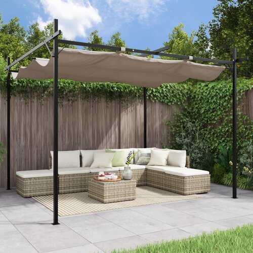 vidaXL Pergola s pomičnim krovom smeđesiva 295 x 292 x 230 cm Cijene