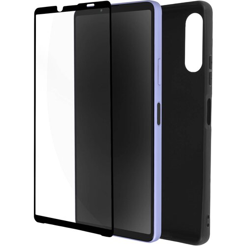AVIZAR Popolna za&scaron;cita Sony Xperia 10 IV, mat crno silikonsko ohi&scaron;je Kaljeno steklo 9H crna kontura, (20714592) Cene