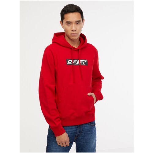 Diesel Men's Red S-Ginn Hoodie - Men's Cene