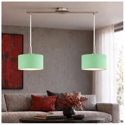 Eglo LED Luster na sajli TUNJA 2xE27/60W/230V mat hrom/zelena Slike