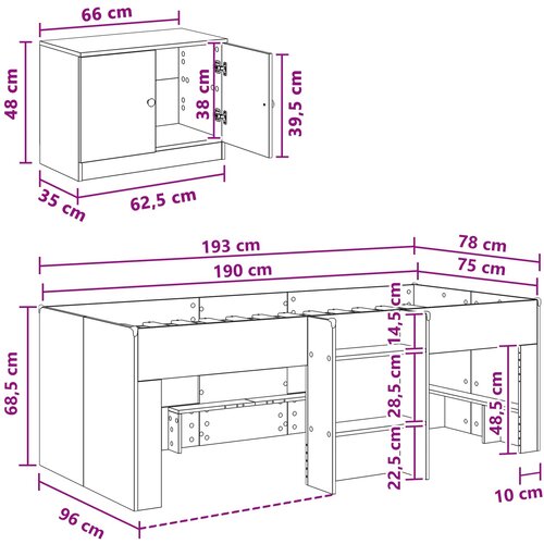  Loft krevet s ormarom 3 kom. Staro drvo Konstruirano drvo Smeđa 75 x 190 cm Slike