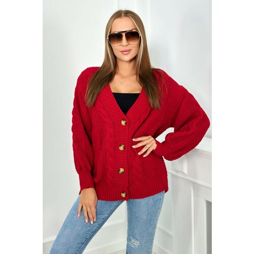 Kesi Button-down sweater with puff sleeves red Cene