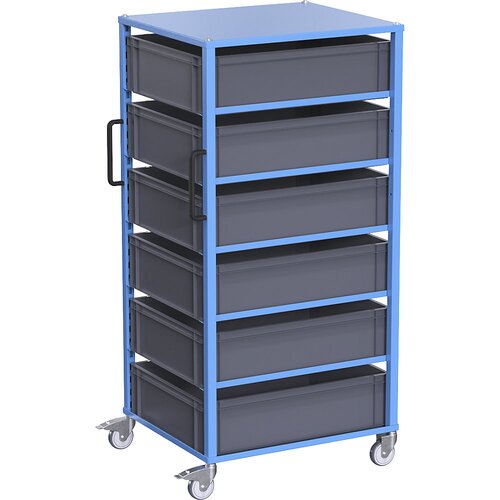 eurokraft pro transportni voziček za evro zaboje customline, za zaboje dxš 800 x 600 mm, modre barve, 6 zabojev, višina 210 mm Cene