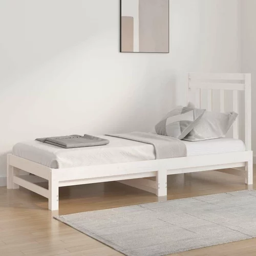  Izvlečna dnevna postelja bela 2x(90x190) cm trdna borovina, (20724029)
