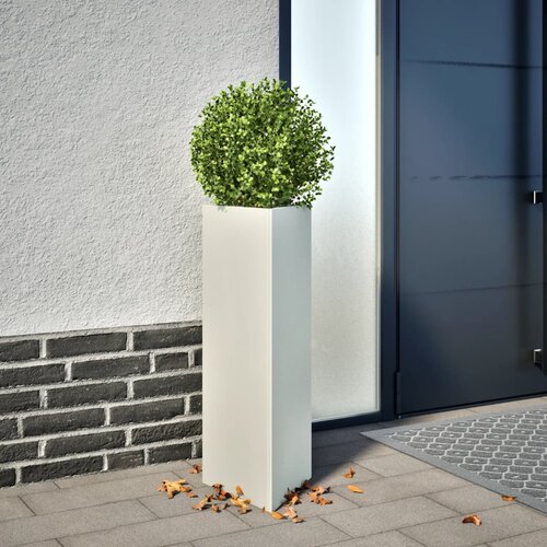vidaXL Vrtno korito 2 kosa bela trikotna 30x26x75 cm jeklo Cene