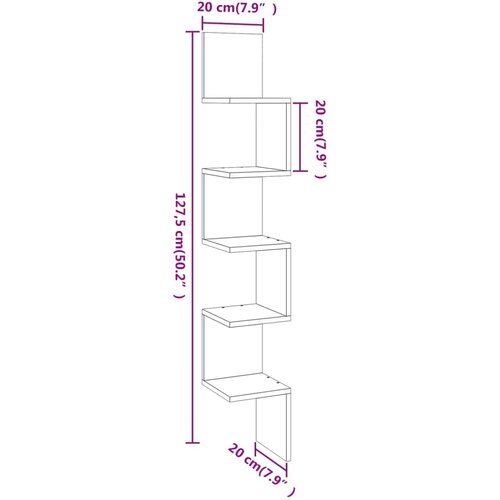  Kutna zidna polica boja hrasta 20x20x127,5 cm konstruirano drvo Slike