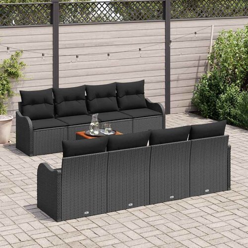  Sjedeća garnitura za vrt 9 kom. Crna poliratan 231 x 62 x 69 cm Slike