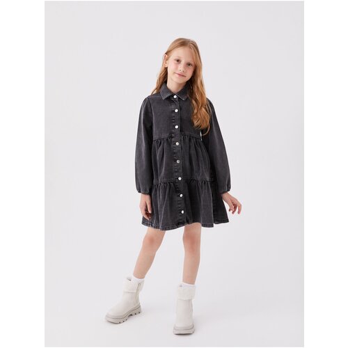 LC Waikiki Shirt Collar Basic Long Sleeve Girls Jean Dress Slike