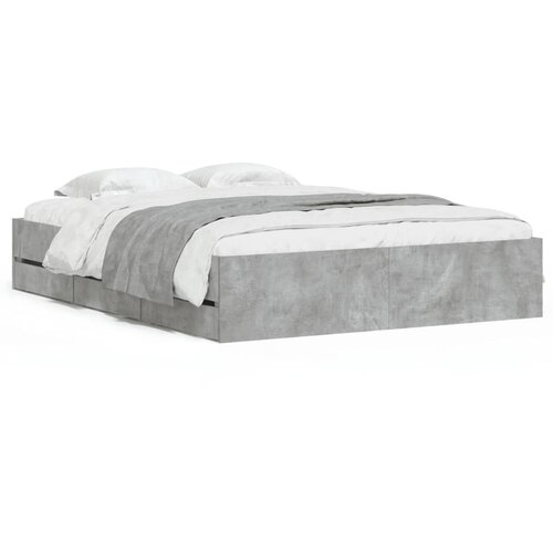 VidaXL Posteljni okvir s predali betonsko siv 150x200cm inženirski les, (20929731) Slike