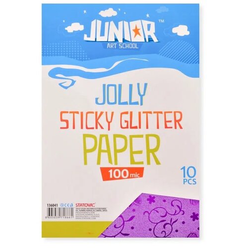 Junior jolly Sticky Glitter Paper, papir samolepljiv A4, 10K, odaberite nijansu Ljubičasta Cene