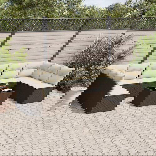 VidaXL 10-dijelni set vrtnih sofa od poliratana s jastucima smeđi Slike