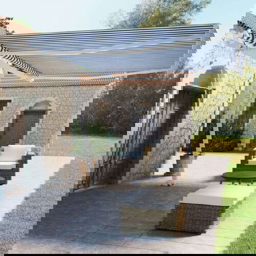  Samostojeća automatska tenda 405 x 350 cm plavo-bijela Slike