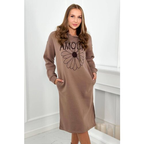 Kesi Long insulated dress with mocha embroidery Slike