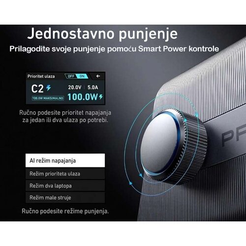 Anker Prime 250W GaN stoni brzi punjač, 6-portova (4x USB-C, 2x USB-A) srebrni Slike