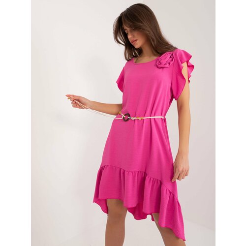 Fashion Hunters Dark pink flared dress with ruffles Slike