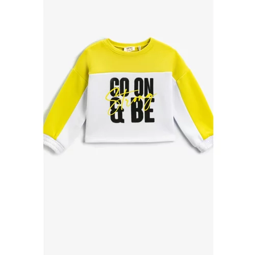 Koton Slogan Printed Color Block Sweatshirt