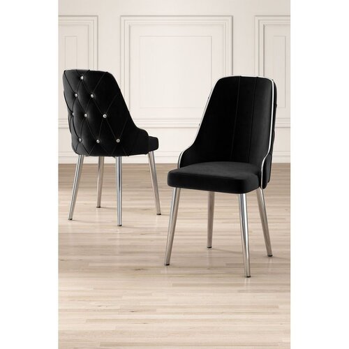 Hanah home set trpezarijskih stolica Krax 4 kom, crna tkanina Babyface, hromirane metalne noge Cene