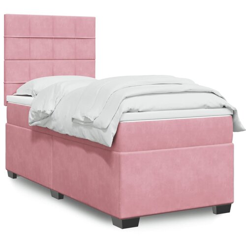 vidaXL Box spring postelja z vzmetnico roza 90x200 cm žamet Cene